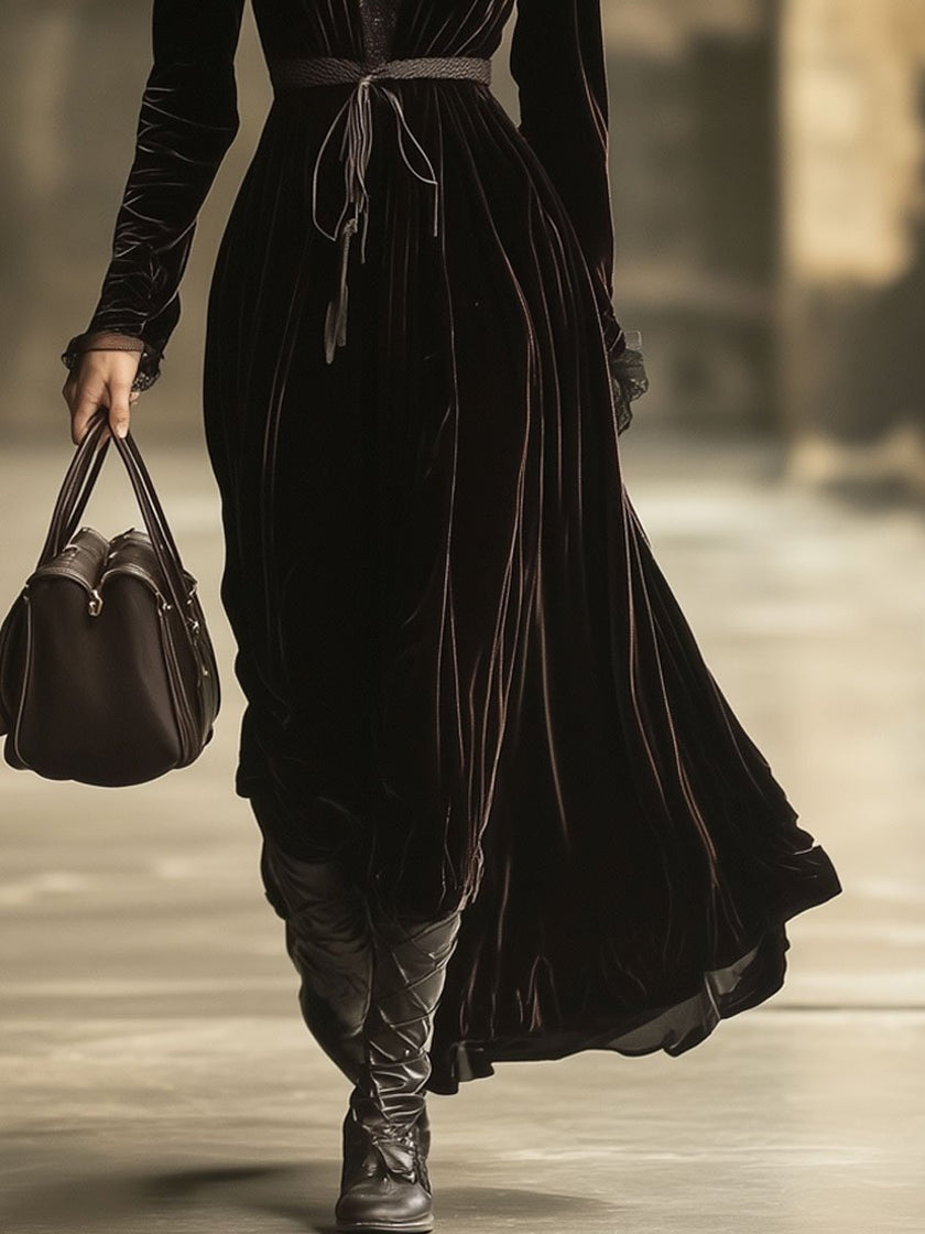 Velvet V-Neck Maxi Dress | Evening Dress