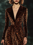 Velvet Leopard Print Midi Dress | Evening Dress