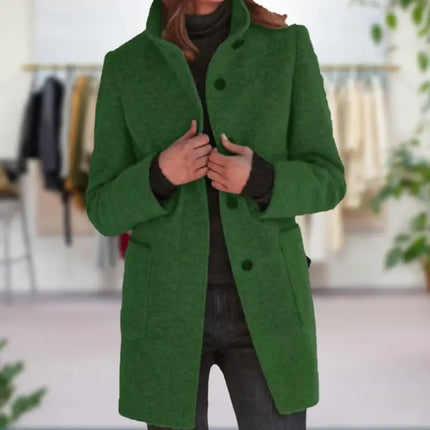 Freya | Vintage-Inspired Solid Vegan Wool Jacket with Stand-Up Collar