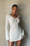 FJØRNA Studio | Retro Crochet Mini Dress with Bell Sleeves