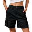 FJØRNA women's high waist relaxed fit cargo shorts with elastic waistband, lightweight summer design, casual and comfortable.