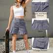 FJØRNA women's lightweight high-waist relaxed fit cargo shorts with elastic waistband, perfect for summer casual wear.
