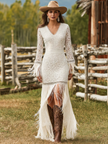 White Lace V-Neck Maxi Dress | Evening Dress