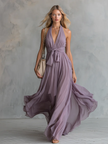 Chiffon Halter Neck Maxi Elegant Dress Elegant | Evening Dress