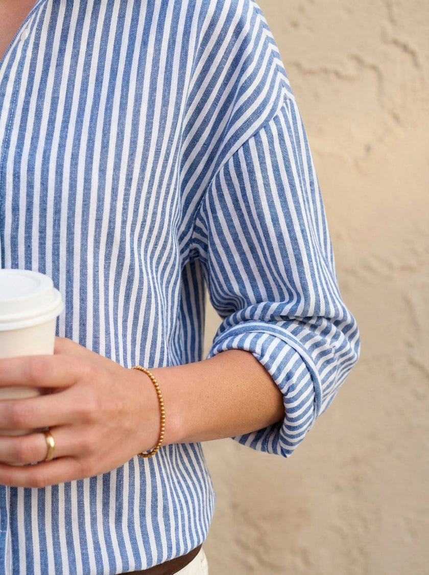 Cotton Striped Button-Down Shirt Women