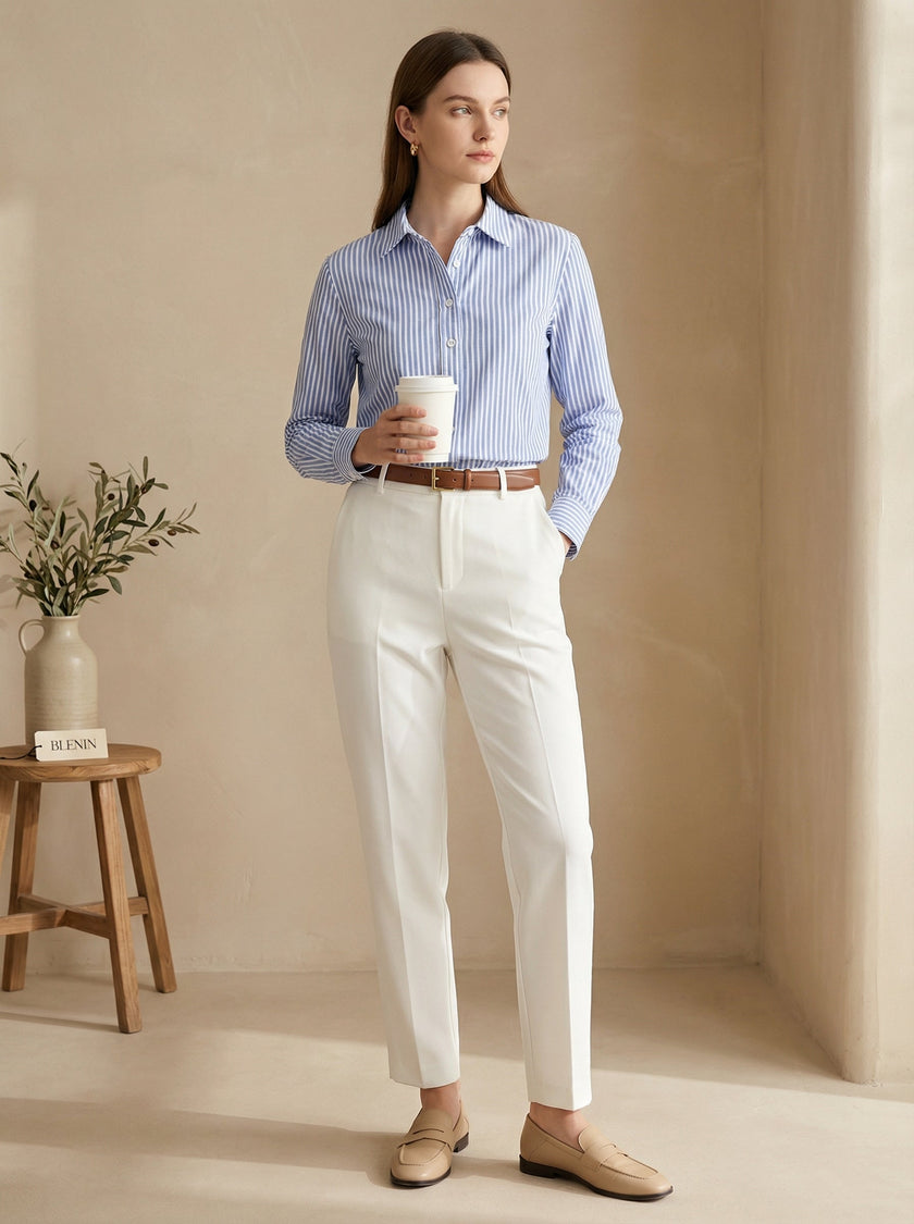 Cotton Striped Button-Down Shirt Women