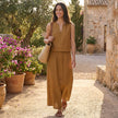 FJØRNA women's elegant two-piece co-ord set with pockets and V-neck, stylish and comfortable for casual wear.