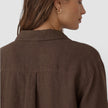 FJØRNA women's linen cotton blend shirt with relaxed summer fit, breathable and casual for warm weather.