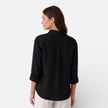 FJØRNA women's linen cotton blend shirt with relaxed summer fit, breathable fabric, and casual style, shown on a model.