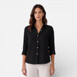 FJØRNA women's linen cotton blend shirt with a relaxed fit, breathable fabric, perfect for summer wear.