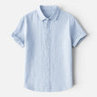 Men's FJØRNA linen shirt with short sleeves, breathable cotton blend fabric, featuring button-up front, ideal for casual wear.