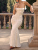 FJØRNA three-dimensional burnt fishtail women's maxi dress with layered design, perfect for summer wear.