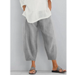 FJØRNA women's lightweight summer tapered harem pants with elastic waist and breathable fabric, cropped for a relaxed fit.