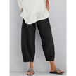 FJØRNA women's lightweight summer tapered elastic waist breathable cropped harem pants, casual and comfortable for warm weather.