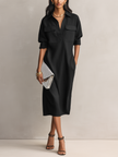Black Linen Midi Dress | Evening Dress