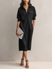 Black Linen Midi Dress | Evening Dress