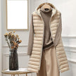 Amalie – Long Hooded Puffer Vest for Women in Modern Fit