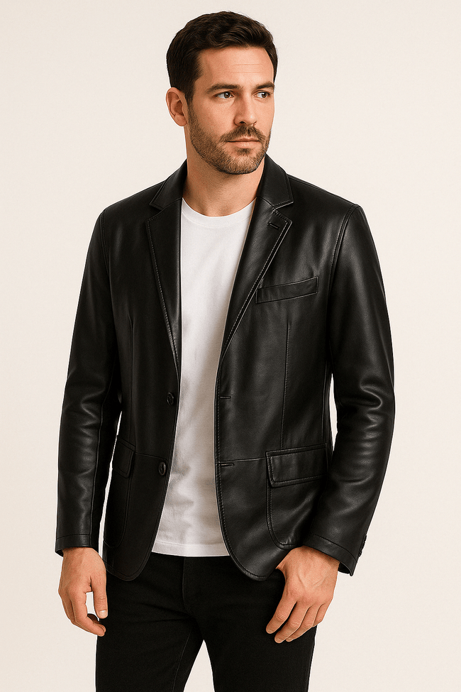 Black Leather Jacket Classic Style 1
