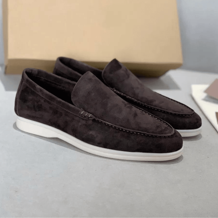 Elegant Navy Loafers Suede - 7