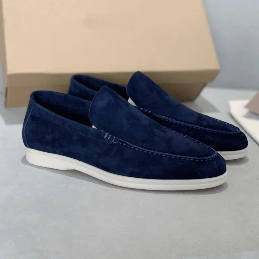 Elegant Navy Loafers Suede - 3