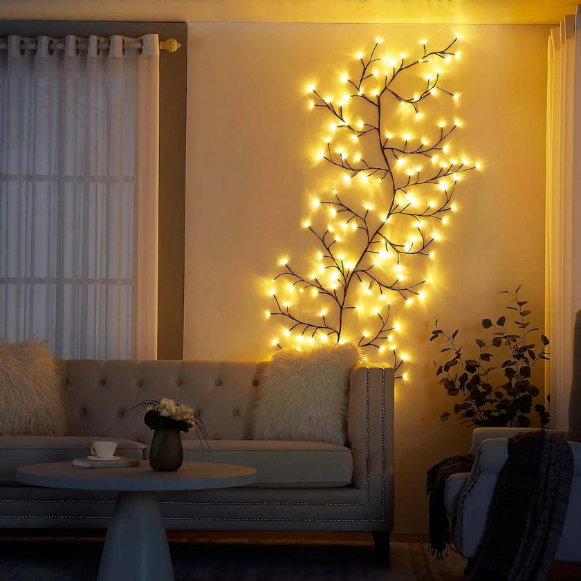 Nature-Inspired LED Wall Lights – 2 Meter Warm White Wall Sconces for Festive Home Decor and Cozy Atmosphere - 3