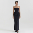 FJØRNA women's strapless maxi dress with corset bodice, flowing fabric, perfect for elegant occasions.