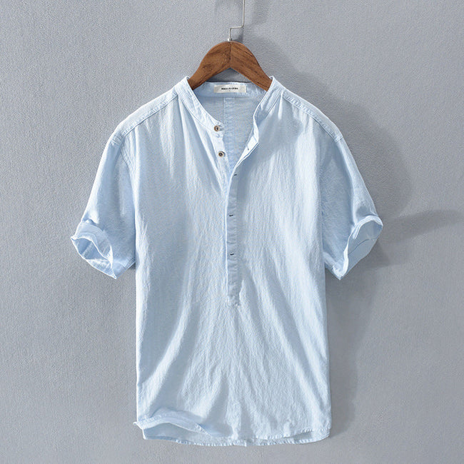 Luke | Men’s Shirt White Linen Cotton Blend