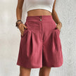 FJØRNA high waist wide leg pleated summer shorts for women, lightweight and stylish with a relaxed fit.