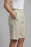 FJØRNA lightweight high-waist summer shorts for women with drawstring waist and side pockets, knee-length casual fashion.