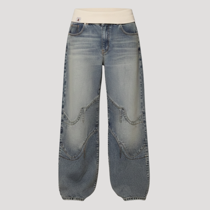 FJØRNA lightweight summer women's wide-leg jeans with elastic waist and breathable fabric, stylish and comfortable for warm weather.