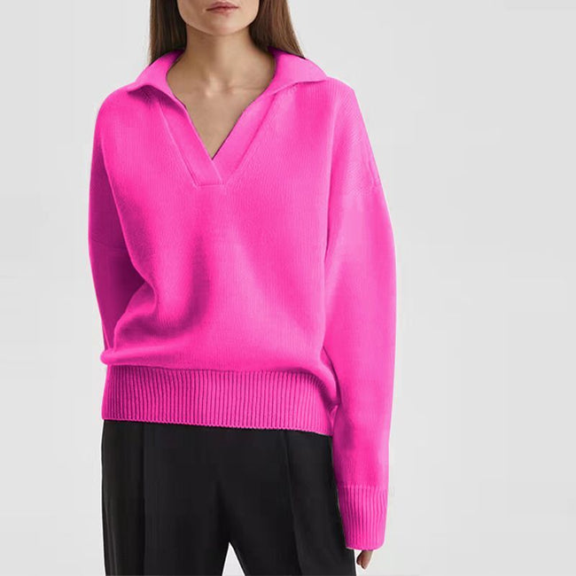 Vibrant Pullover Sweater V-Neck - 1