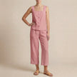 FJØRNA women's pink two-piece co-ord set with button front and square neckline, casual stylish clothing for women.