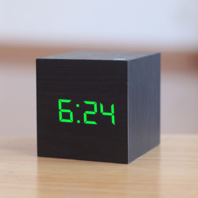 Square LED Digital Clock with Alarm Function, Small Digital Wall Clock for Home, Adjustable Brightness and Temperature Display - 2