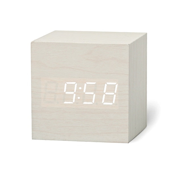 Square LED Digital Clock with Alarm Function, Small Digital Wall Clock for Home, Adjustable Brightness and Temperature Display - 4