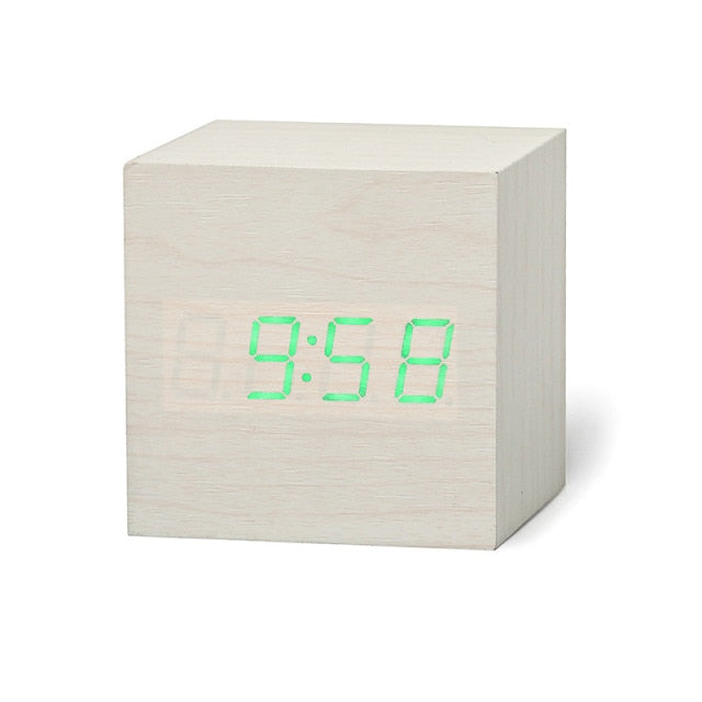 Square LED Digital Clock with Alarm Function, Small Digital Wall Clock for Home, Adjustable Brightness and Temperature Display - 5