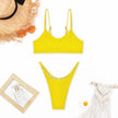FJØRNA women's push-up bikini swimwear with a vibrant beach design, perfect for summer and poolside lounging.