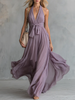 Chiffon Halter Neck Maxi Elegant Dress Elegant | Evening Dress
