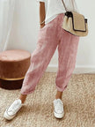 Red Holly™ striped pants by FJØRNA featuring bold horizontal stripes and a comfortable fit.