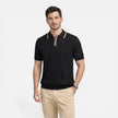 Men's lightweight ribbed cotton polo shirt by FJØRNA, classic fit, comfortable men's shirt ideal for casual wear.