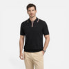 Men's lightweight ribbed cotton polo shirt by FJØRNA, classic fit, comfortable men's shirt ideal for casual wear.