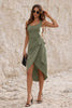 Sage green FJØRNA chic dress with elegant design, featuring a flowing silhouette and stylish details for sophisticated occasions.