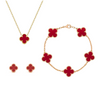 Frida | Clover Jewellery Set Elegant 3-Piece Stainless Steel Necklace, Bracelet and Earrings