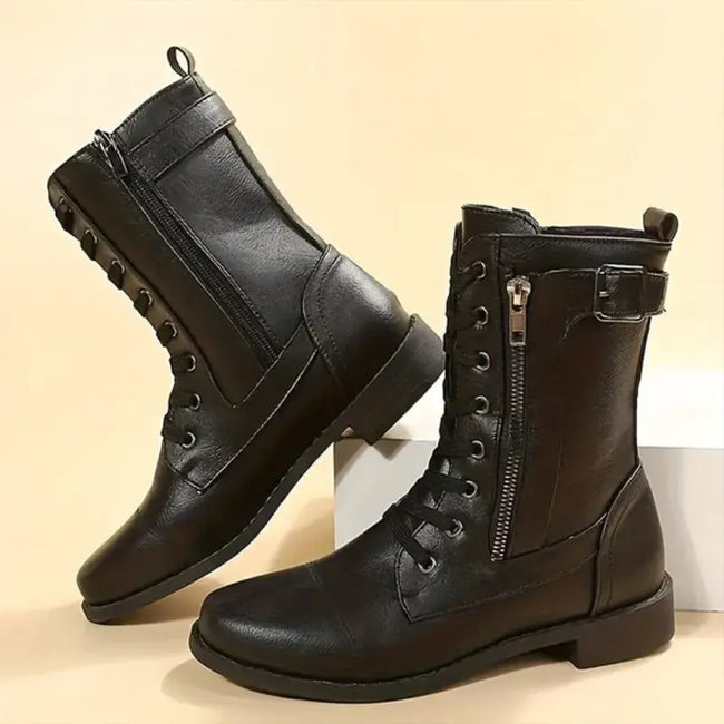 Mira | Round Toe High Boots with Side Zipper