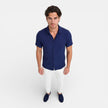 Men's FJØRNA linen cotton blend short sleeve shirt, breathable summer fit, lightweight and casual for warm weather.