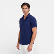 Men's short sleeve linen cotton blend shirt by FJØRNA, showing breathable summer fit and lightweight fabric, in a casual style.
