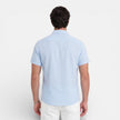Men's FJØRNA linen cotton blend short sleeve shirt with breathable summer fit, shown in a casual style on a model.