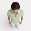 Men's short sleeve linen cotton blend shirt by FJØRNA, breathable summer fit, casual men's shirt in light fabric.