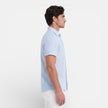 Men's short sleeve linen cotton blend shirt by FJØRNA, breathable summer fit, lightweight and stylish for warm weather.