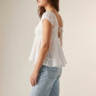 FJØRNA women's summer blouse with V-neck and short sleeves, lightweight and casual top perfect for warm weather.