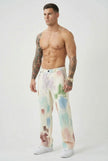 Black painted trousers by FJØRNA, featuring a stylish tailored fit and detailed painted design, displayed on a model.
